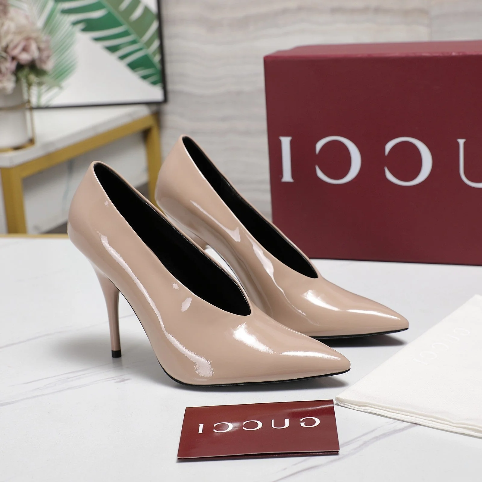 GG CLASSIC HIGH HEEL 105 IN BEIGE LAMBSKIN
