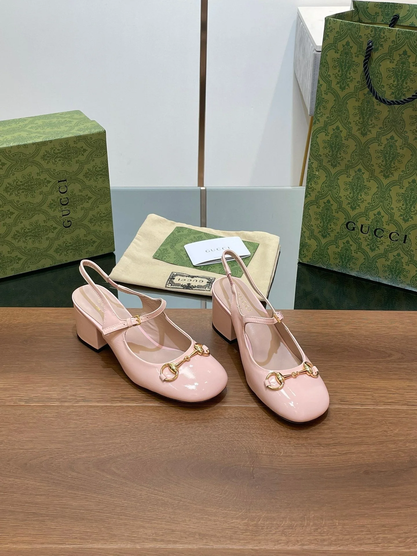 GG HORSEBIT PUMP PASTEL PINK LAMBSKIN