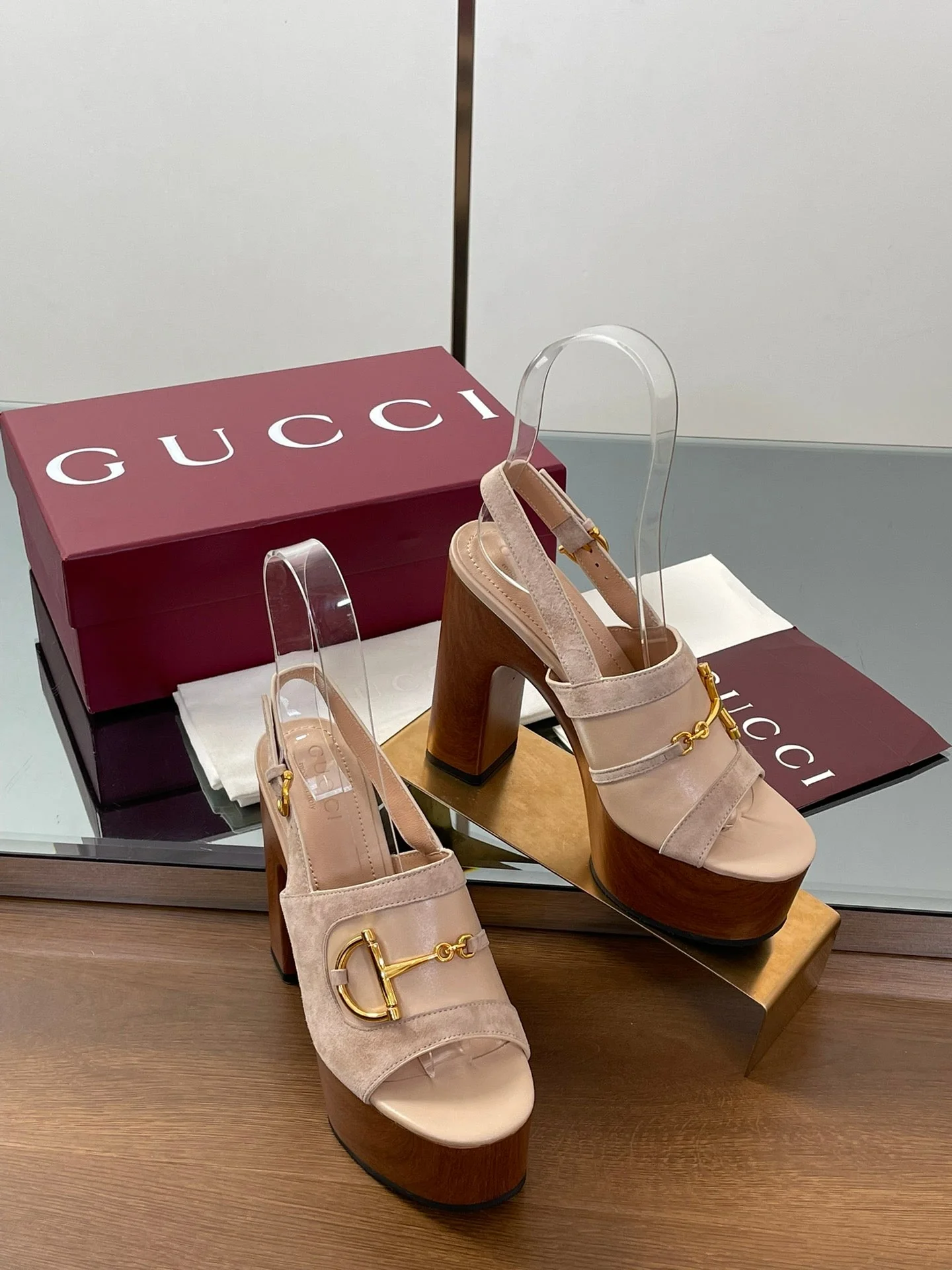 HIGH HEEL SANDALS 13 CM IN BEIGE CALFSKIN MIX SUEDUE GOLD HARDWARE