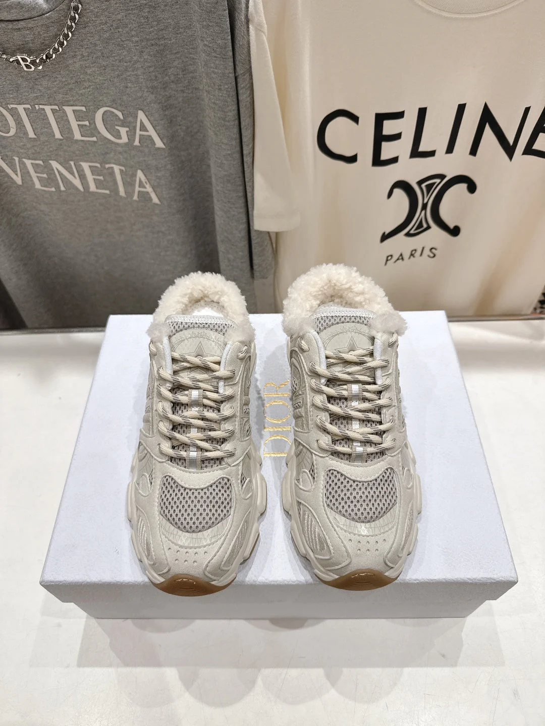 DIOR CHRONO SNEAKER 25S IN CREAM WHITE LAMBSKIN AND MESH FABRIC STYLE 8