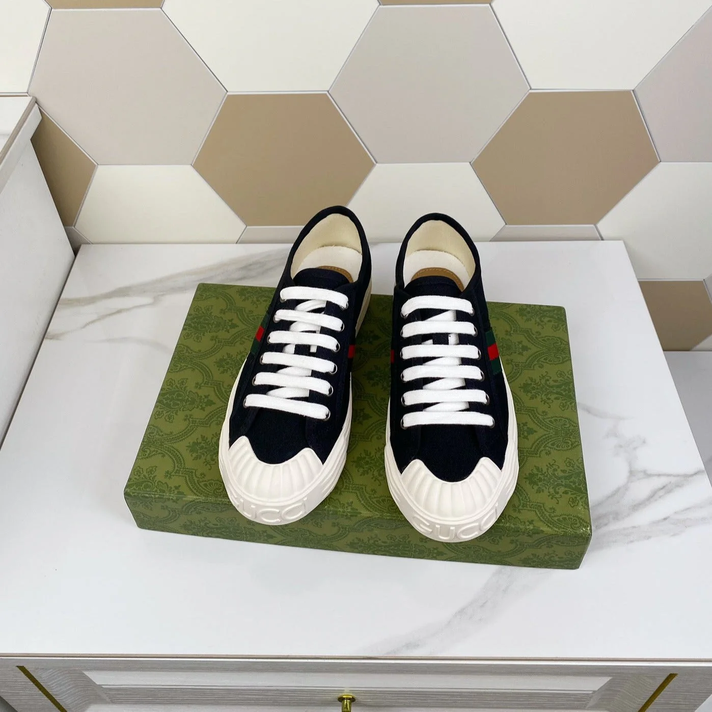 GG JULIO SNEAKER WITH WEB BLACK CANVAS