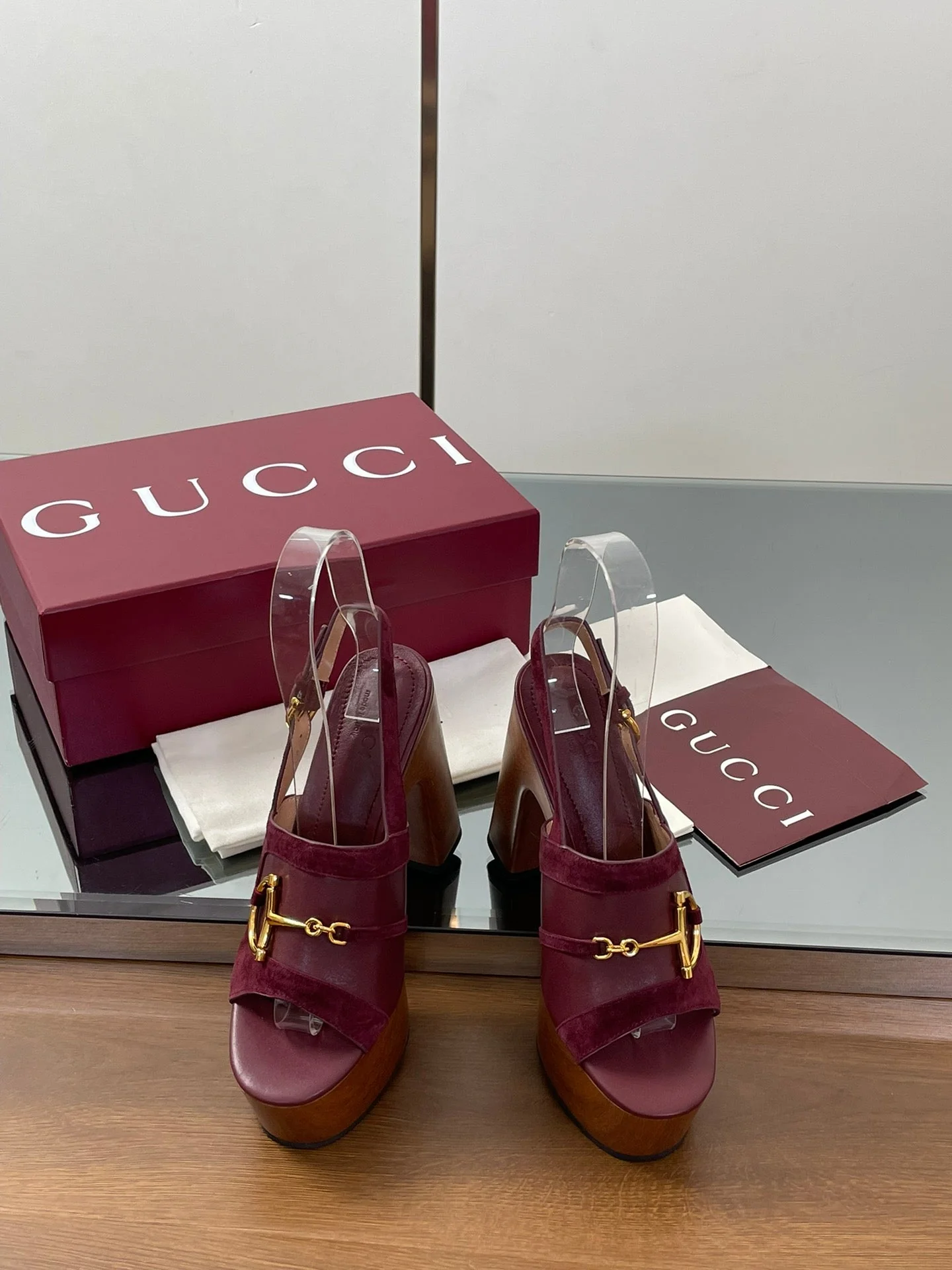HIGH HEEL SANDALS 13 CM IN DARK RED CALFSKIN MIX SUEDUE GOLD HARDWARE