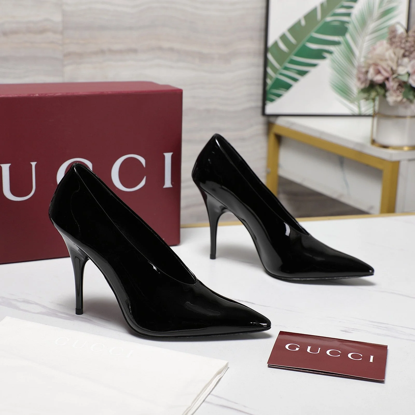GG CLASSIC HIGH HEEL 105 IN BLACK LAMBSKIN