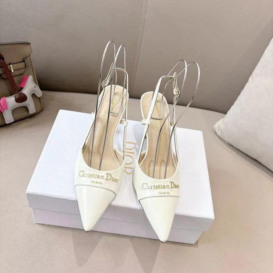 MY DD SLINGBACK PUMP 85MM IN WHITE CALFSKIN