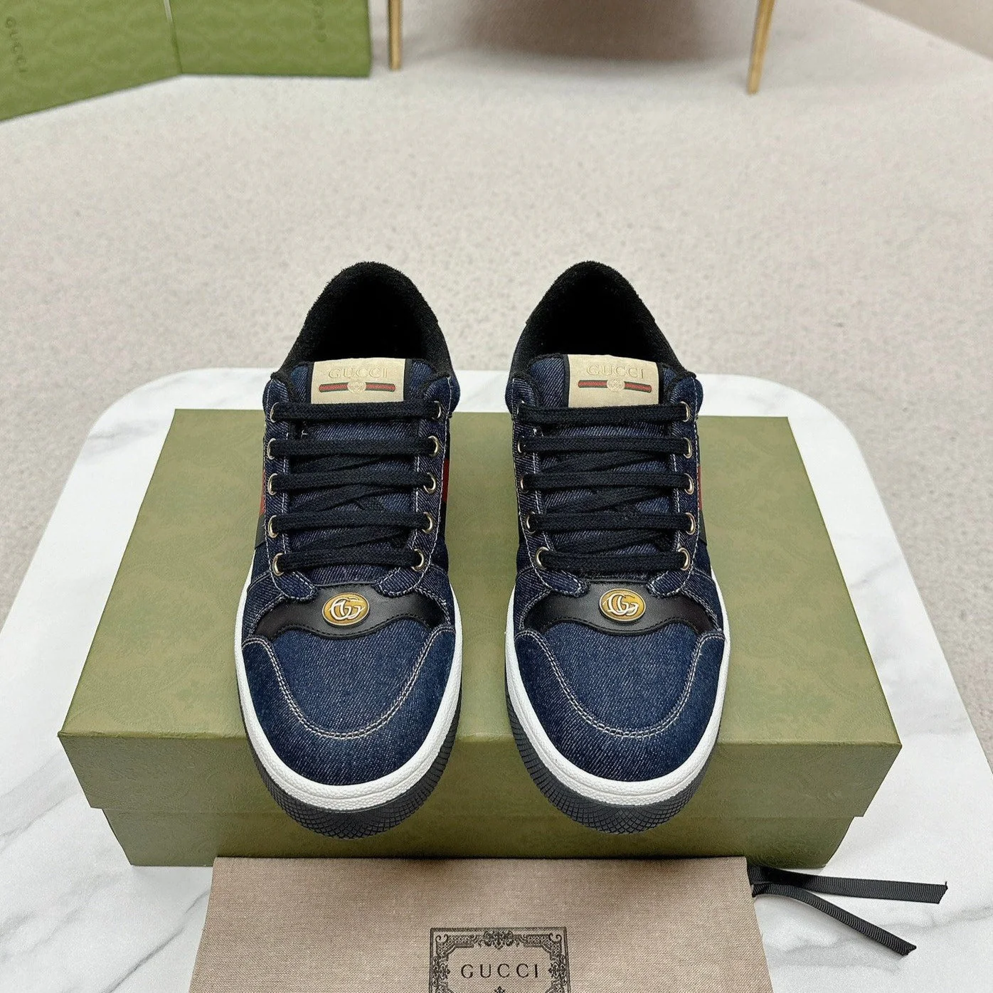 GG WOMEN'S SCREENER TRAINER DENIM CALFSKIN