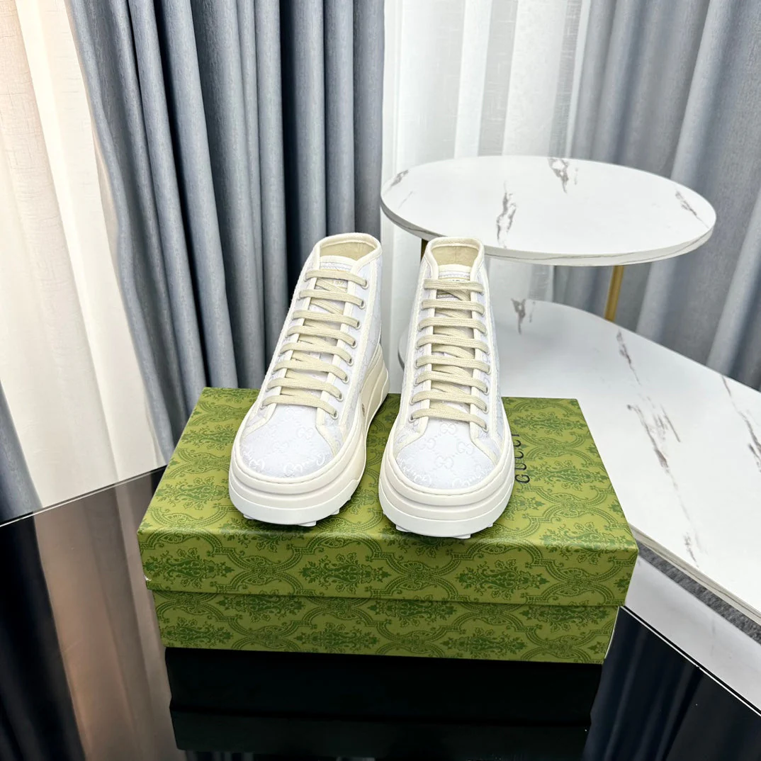 GG HIGH TOP SNEAKER FLATFORM PASTEL BLUE CANVAS