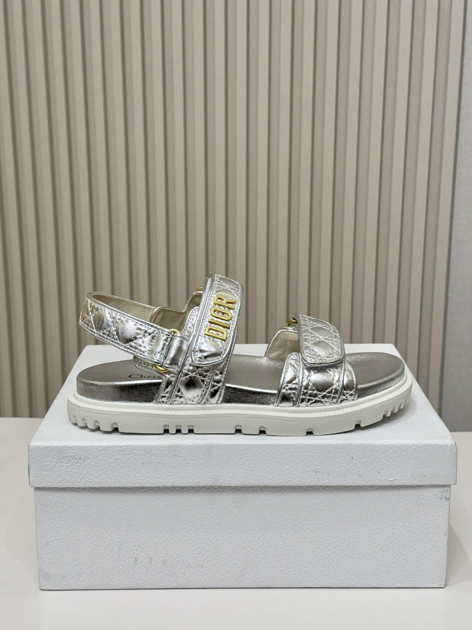 DIOR BACK-STRAP SANDALS 25S IN SILVER CALFSKIN