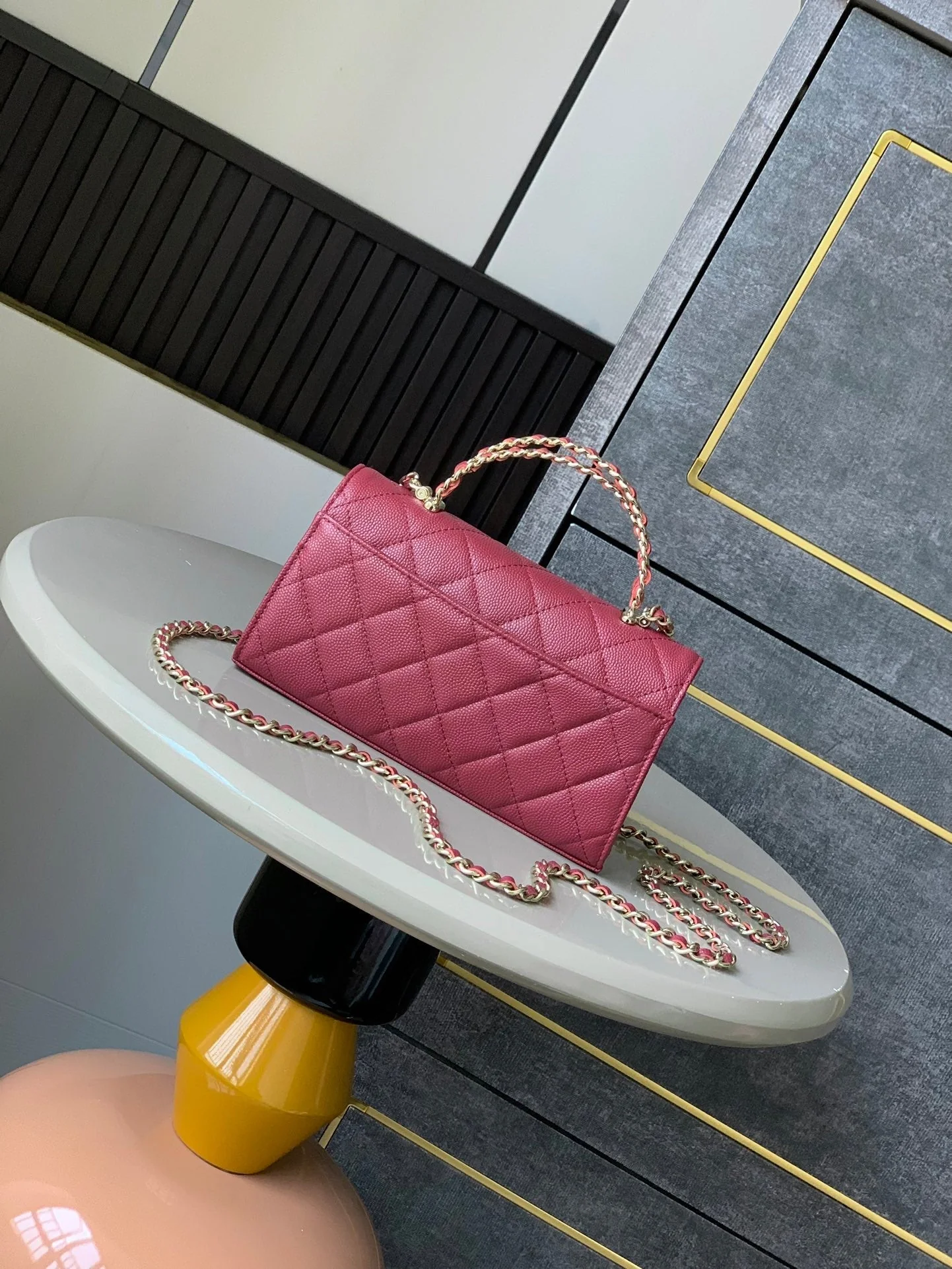 CHANEL 25S KELLY BAG 18 IN DARK RED CAVIAR LEATHER WITH GOLD HARDWARE