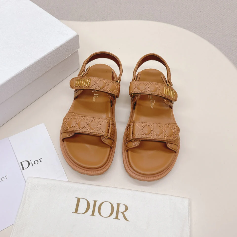 DIOR BACK-STRAP SANDALS 25S IN BROWN CALFSKIN