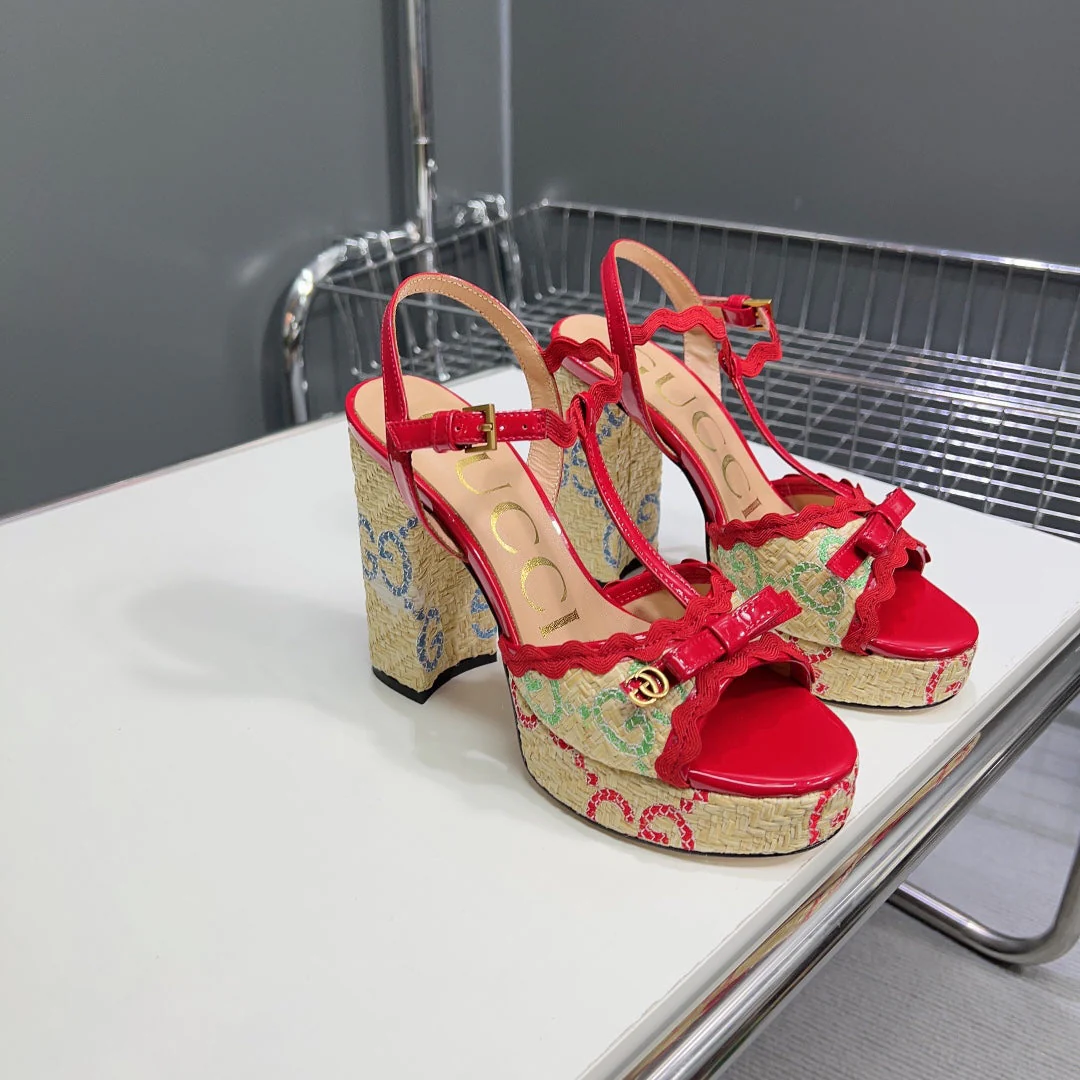 GG 105 HIGH HEEL SANDAL CRIMSON STRAW
