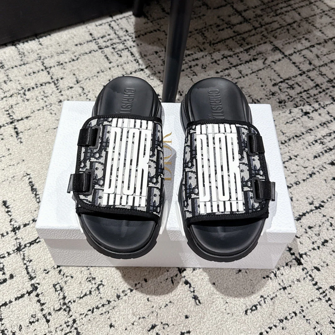 DIOR ADJUSTABLE STRAP SANDALS 25S 50 MM IN BLACK FABRIC MIX CALFSKIN STYLE 4