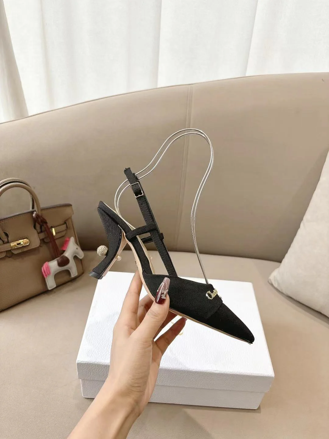 MY DD SLINGBACK PUMP 85MM IN BLACK DENIM