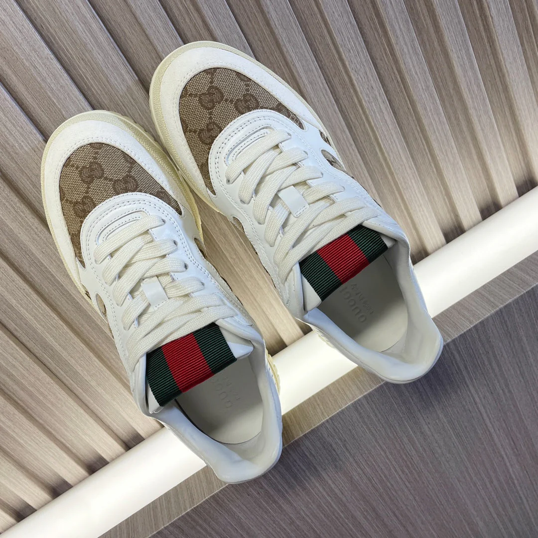 GG Retro Sneakers for Couples White Brown