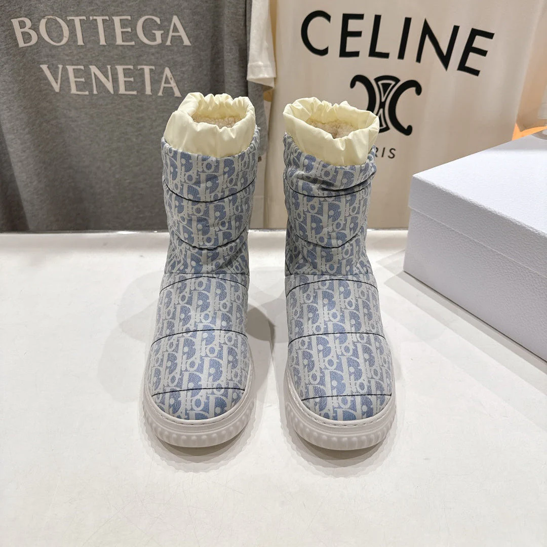 DIOR 25S ANKLE BOOTS IN BLUE FEATHER