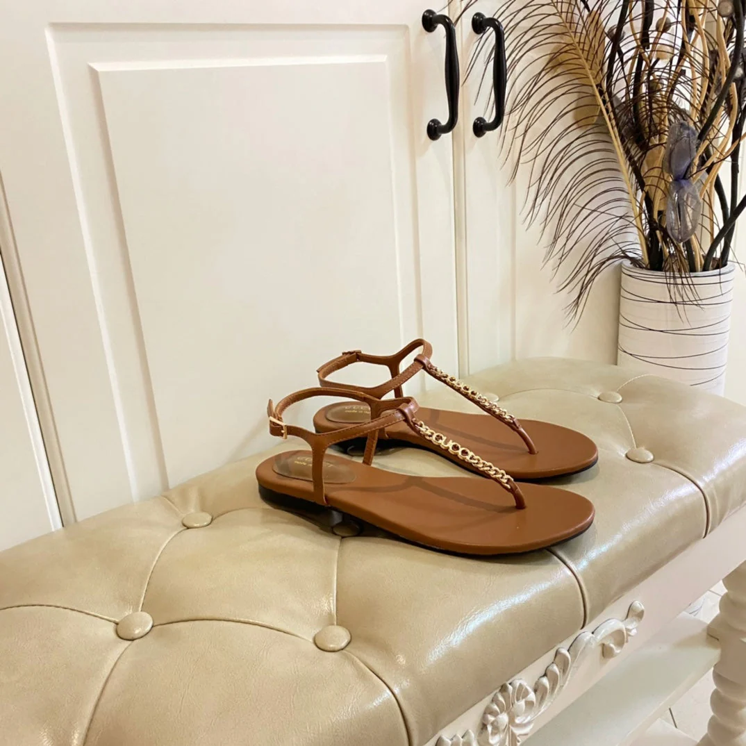 GG SIGNORINA THONG SANDALS IN BRONZE BROWN SHEEPSKIN