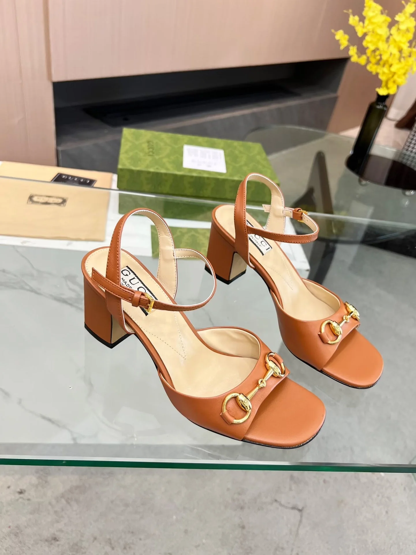 GG HIGH HEELS SANDALS 60 IN ORANGE LAMBSKIN
