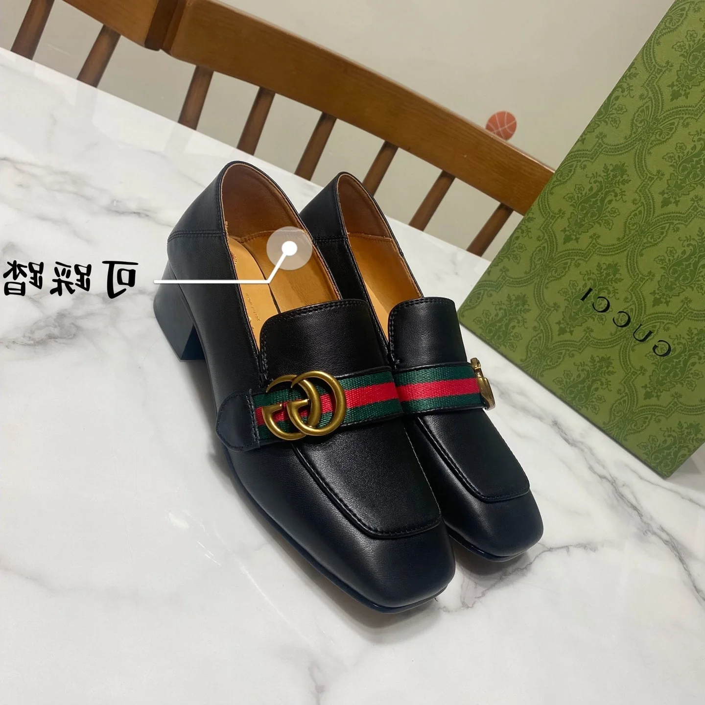 GG LOAFER 35 CM IN BLACK CALFSKIN GOLD HARDWARE