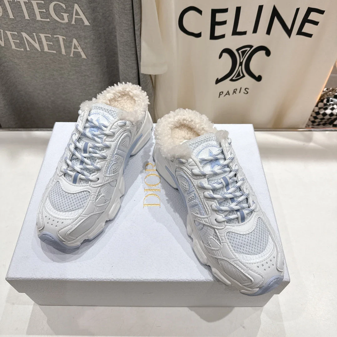DIOR CHRONO SNEAKER 25S IN WHITE MIX BLUE LAMBSKIN AND MESH FABRIC STYLE 9