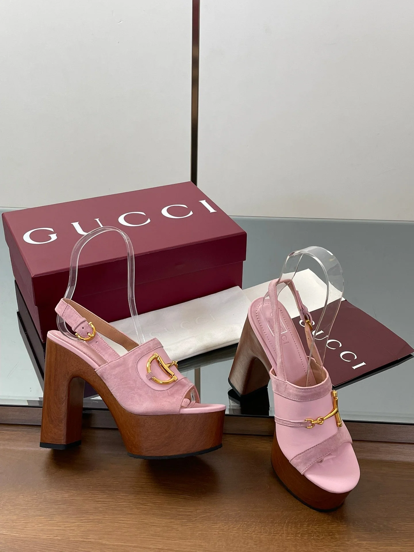 HIGH HEEL SANDALS 13 CM IN PINK CALFSKIN MIX SUEDUE GOLD HARDWARE