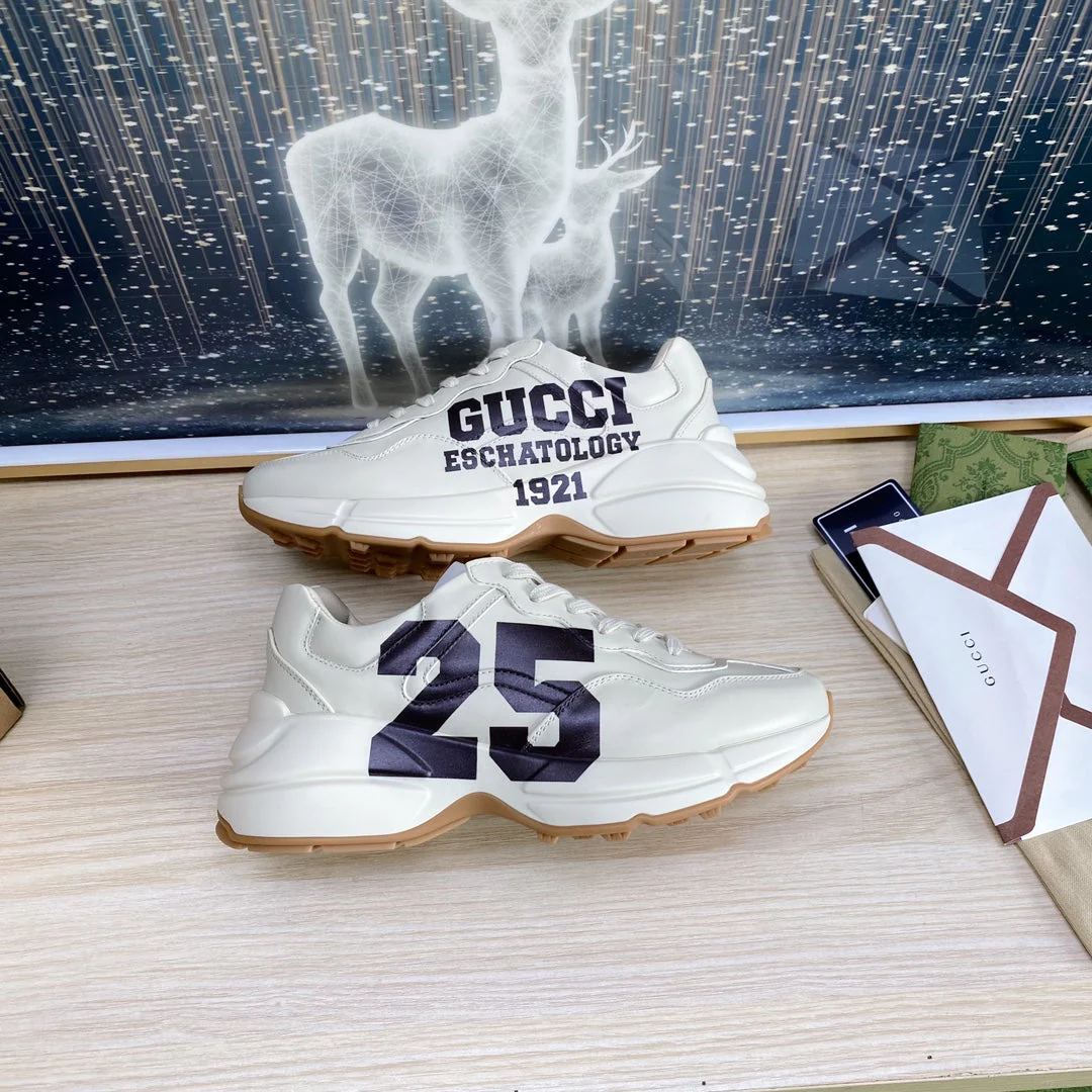 GG COUPLE TRAINER WHITE CALFSKIN WITH ICON 25