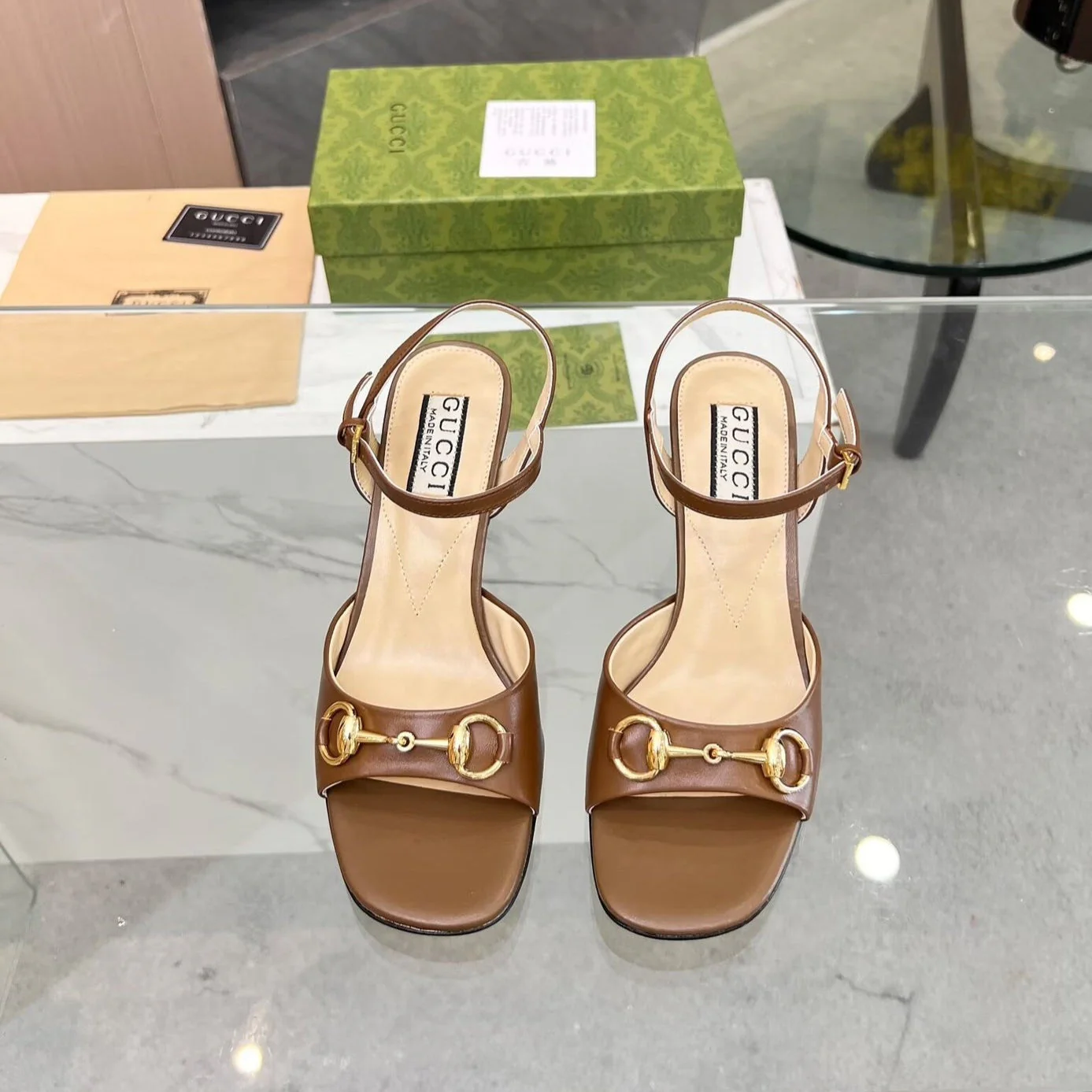 GG HIGH HEELS SANDALS 60 IN BROWN LAMBSKIN