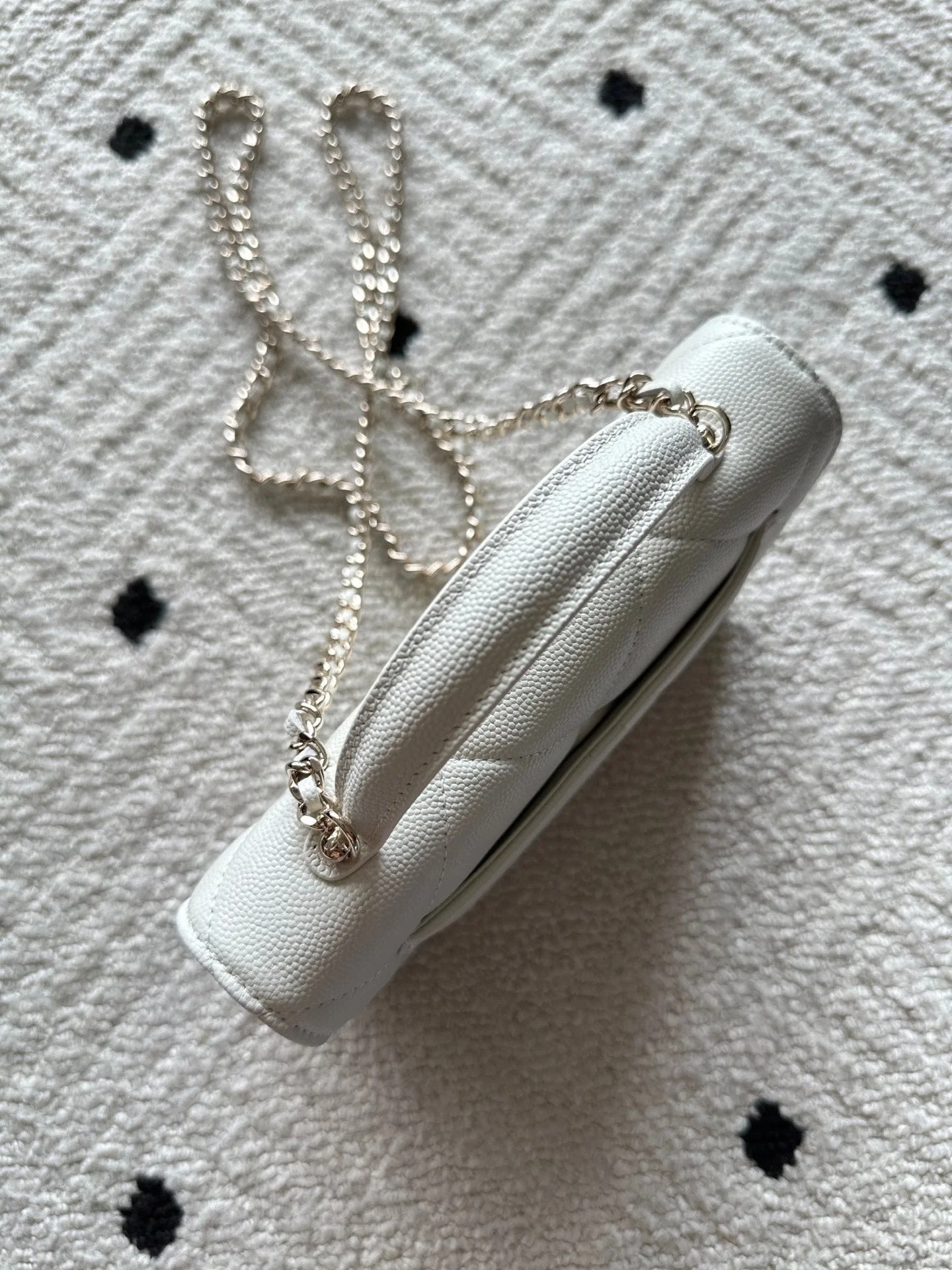 CHANEL 25S MINI FLAP BAG 19 IN WHITE CAVIAR LEATHER