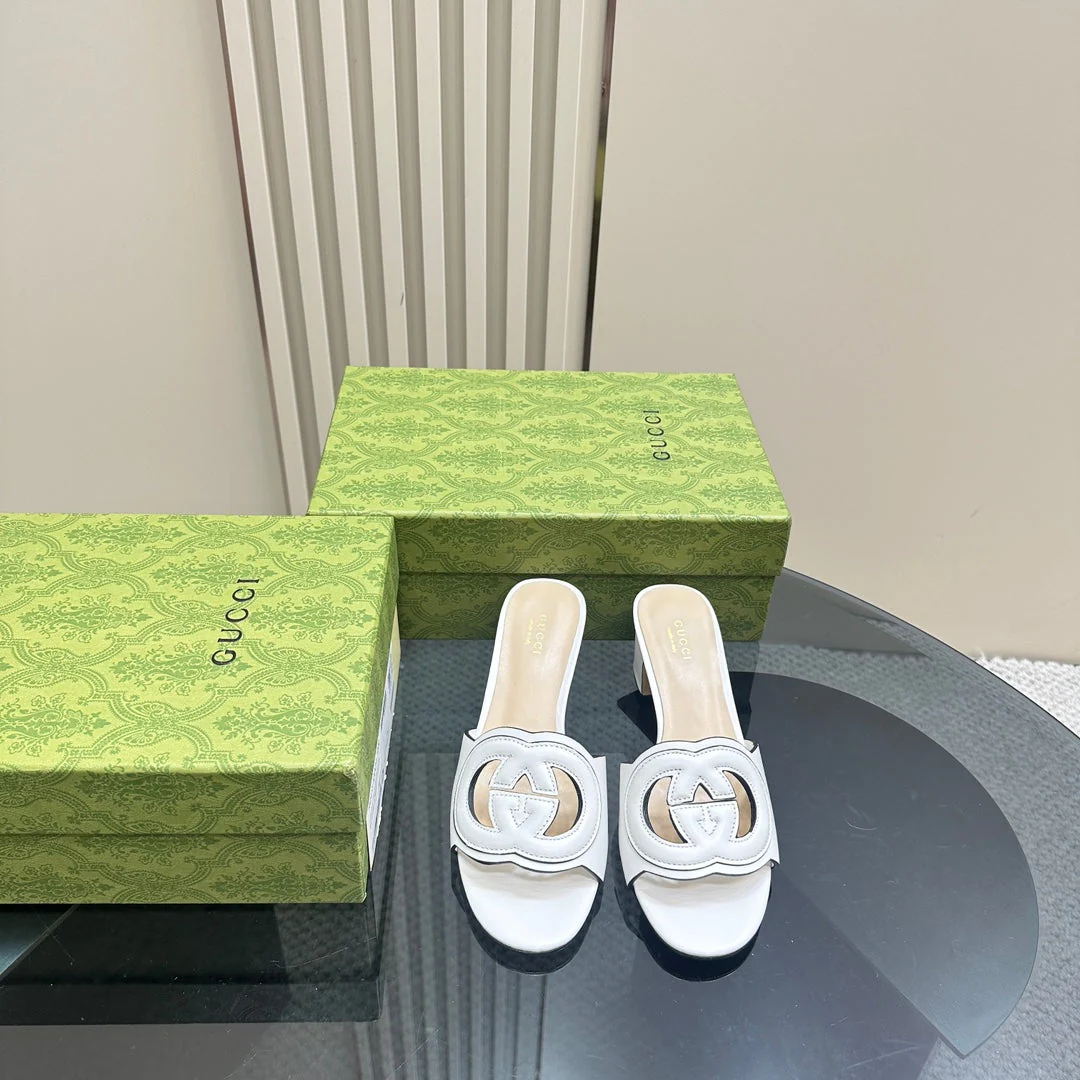 MID-HEEL 5 CM MULE IN WHITE CALFSKIN