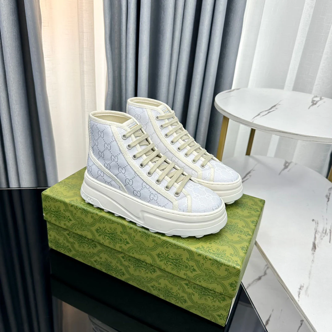 GG HIGH TOP SNEAKER FLATFORM PASTEL BLUE CANVAS