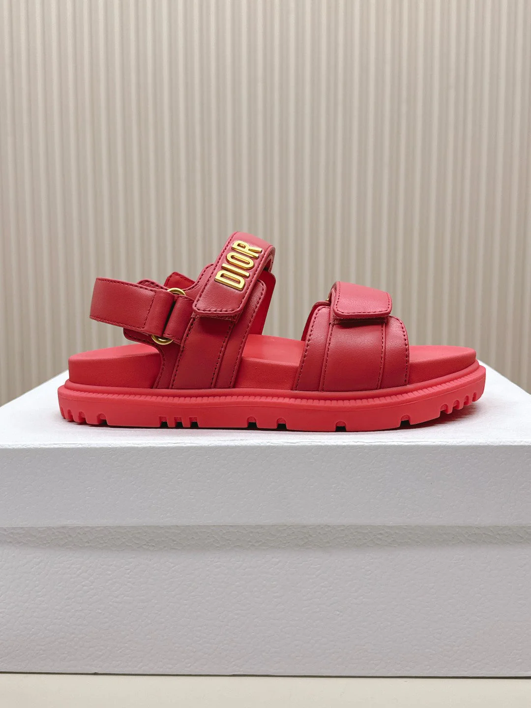 DIOR BACK-STRAP SANDALS 25S IN STRAWBERRY PINK CALFSKIN WITH GOLD HARDWARE