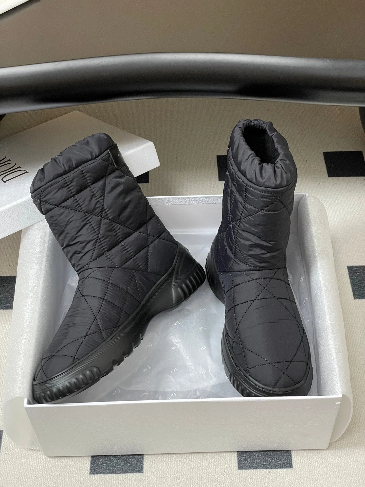 DIOR 25S FROST LOW ANKLE BOOTS IN BLACK FABRIC