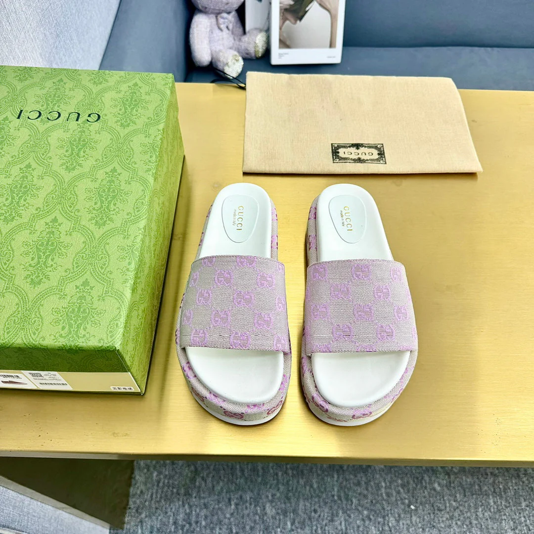 GG PLATFORM SLIDE SANDAL PASTEL PINK CANVAS
