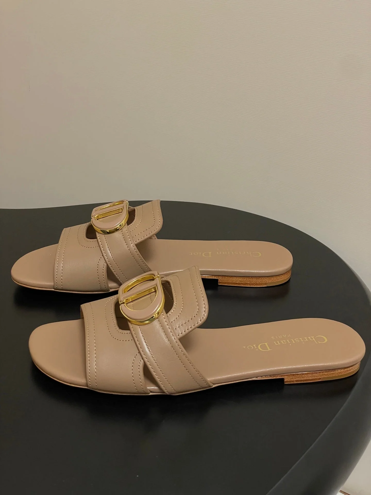 DIOR CLASSIC MONTAIGNE SANDALS 25S IN BROWN LAMBSKIN WITH CD LOGO