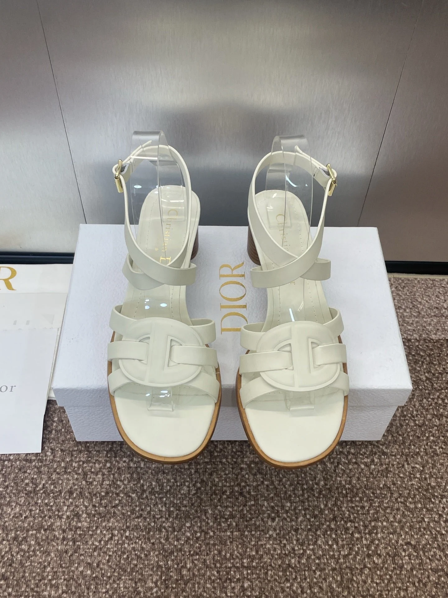 D-CLUB HIGH HEEL SLIDE 25S 55MM IN WHITE CALFSKIN