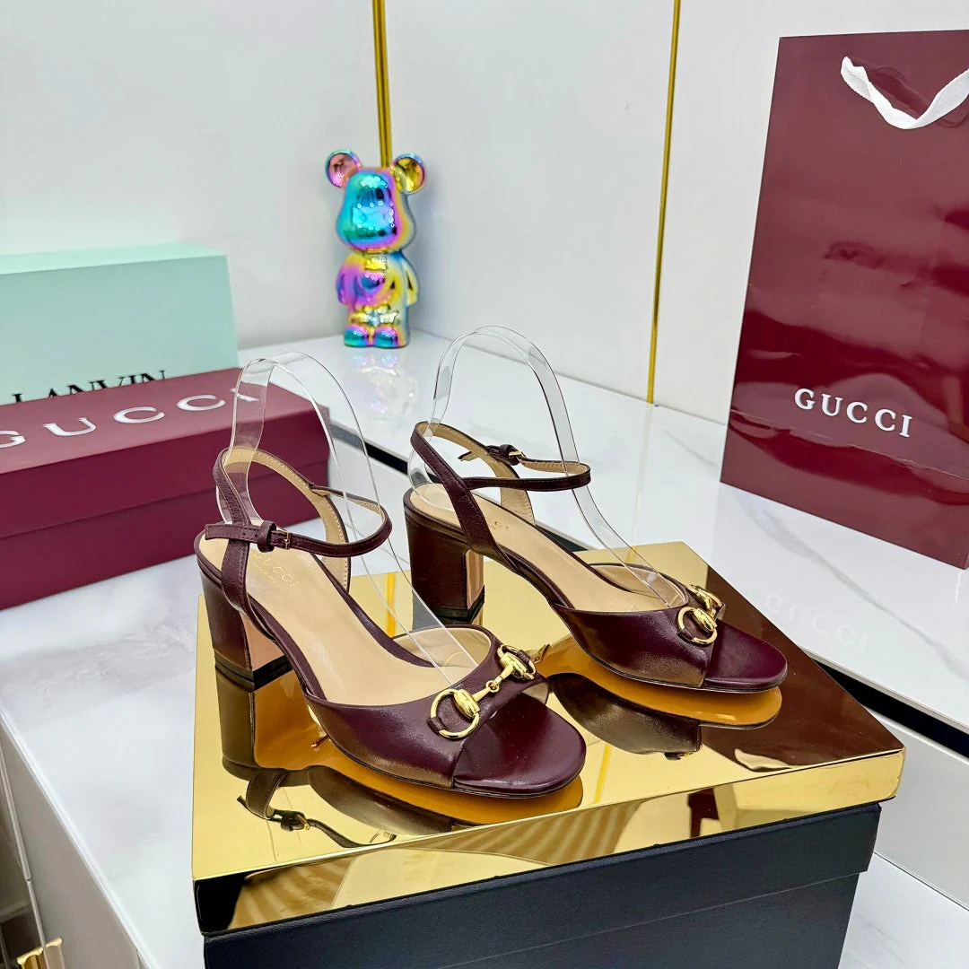 GG HEELED SANDALS 25S 65 MM IN DARK RED LAMBSKIN WITH GOLD HARDWARE