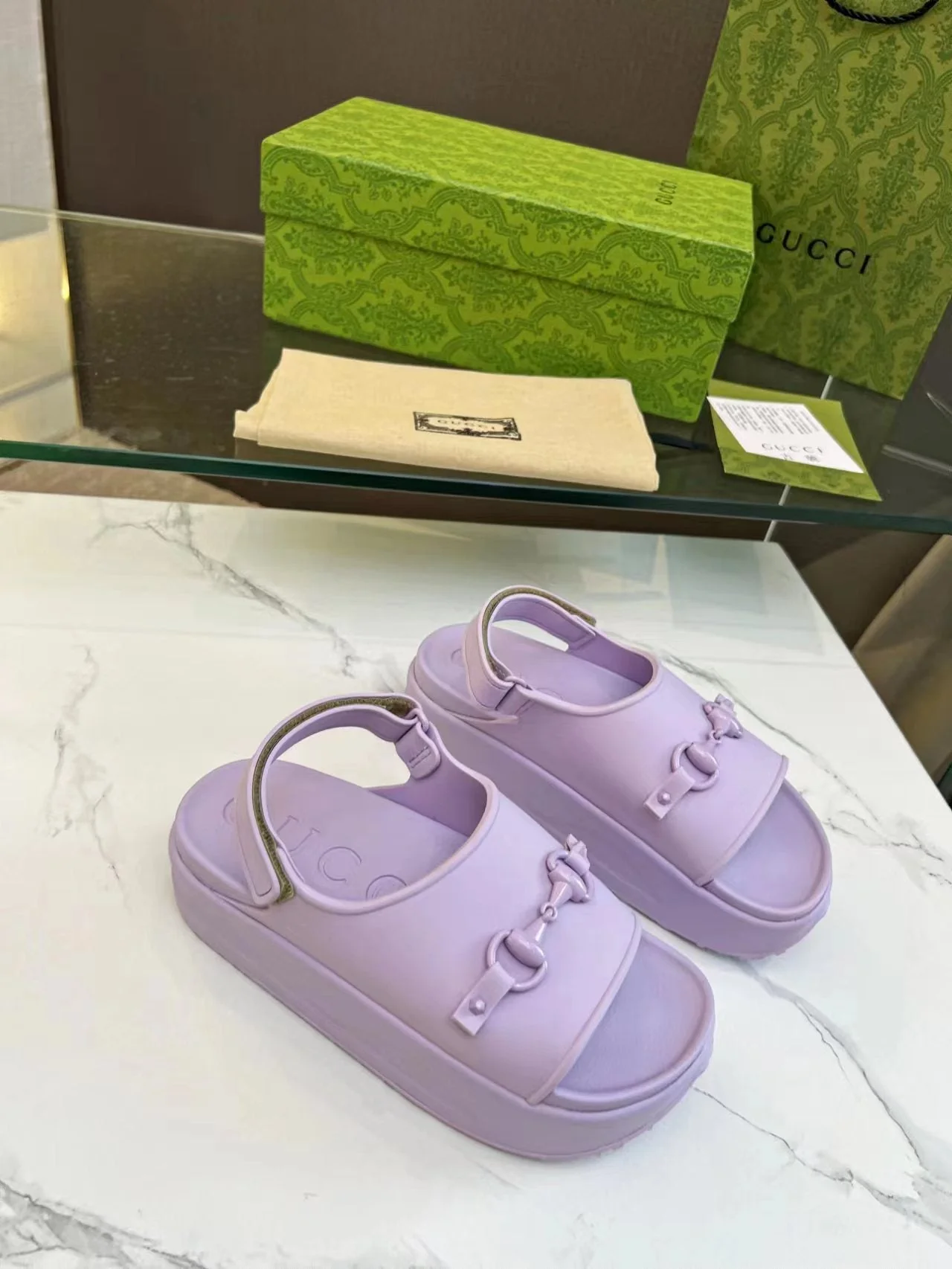 HORSEBIT FLATFORM SANDAL 5 CM IN PASTEL PURPLE IMPORTED TPU