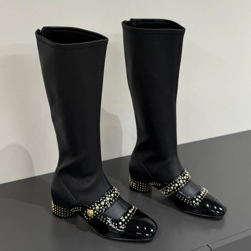 BELLE-D HEELED BOOT BLACK PATENT CALFSKIN