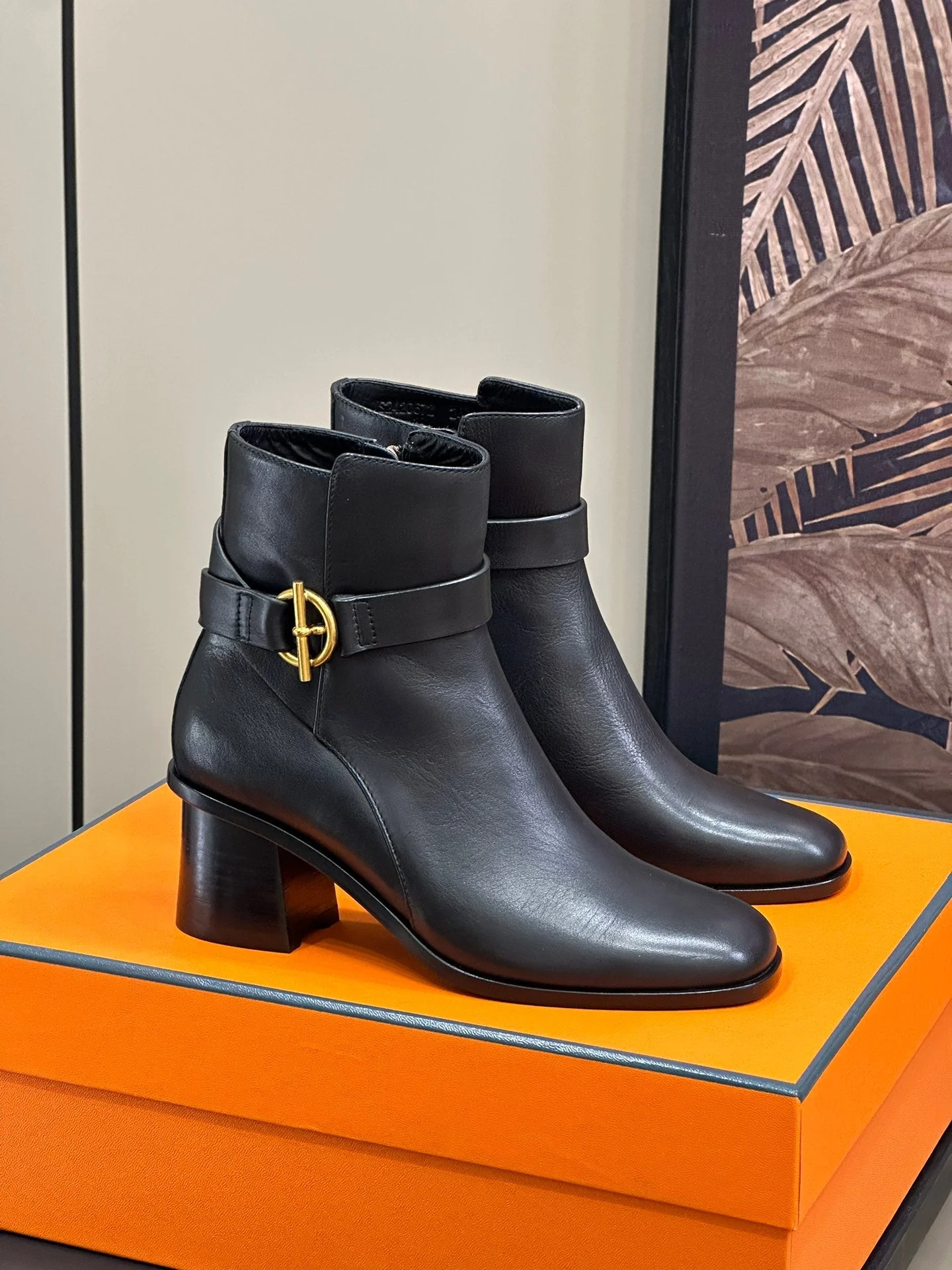 JILL 60 ANKLE BOOT IN BLACK CALFSKIN