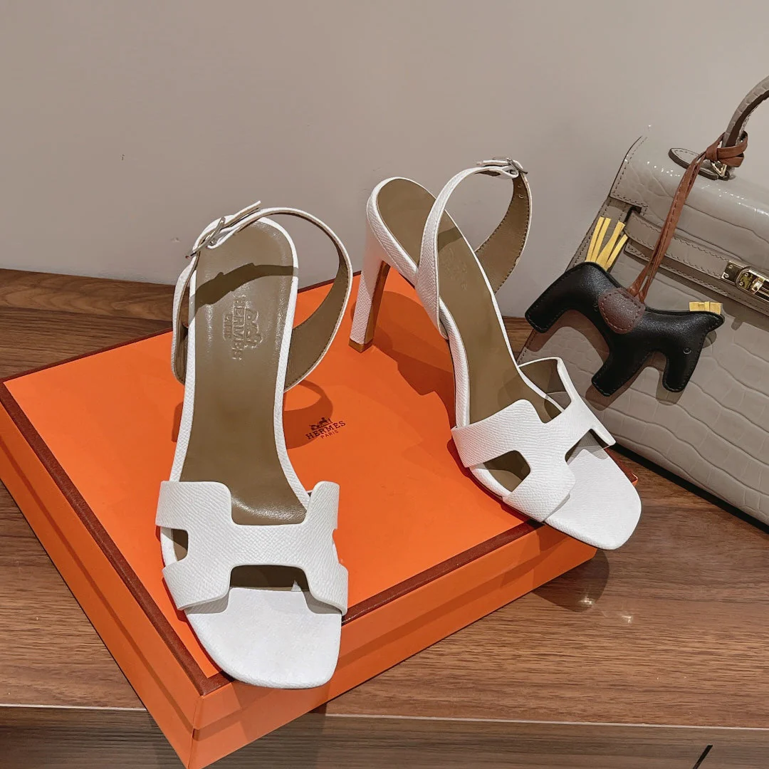 SLINGBACK SANDAL ETERNITE 105 WHITE MIX LIGHT BROWN LAMBSKIN