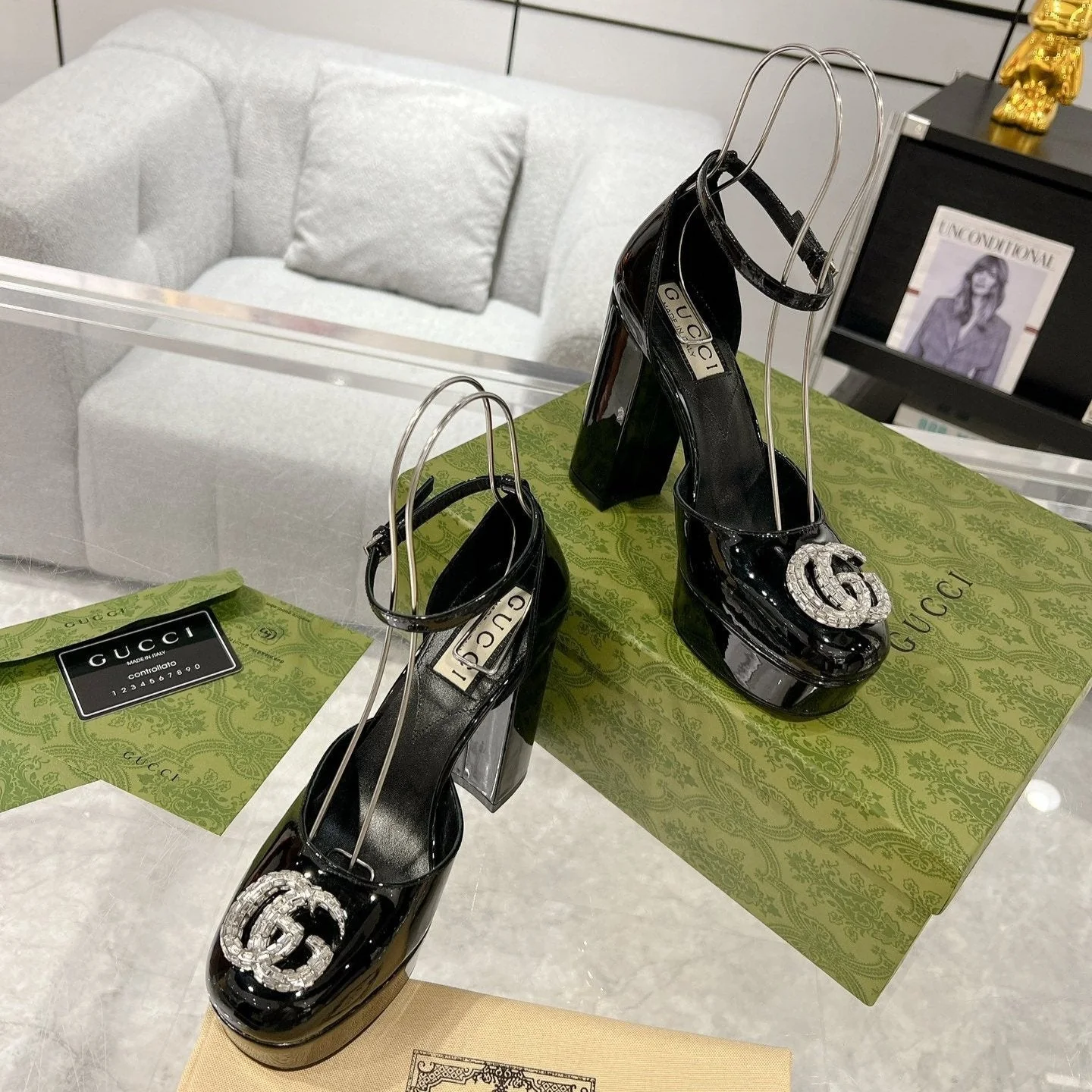 HIGH SANDAL SQUARE HEEL 12 CM IN BLACK CALFSKIN