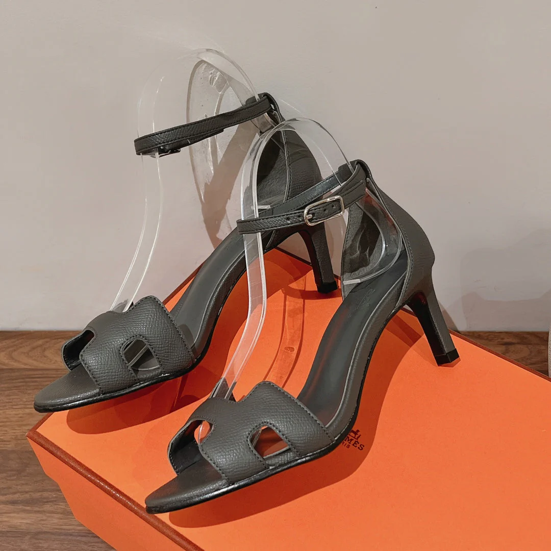 PREMIERE 70 SANDAL IN DARK GRAY CALFSKIN
