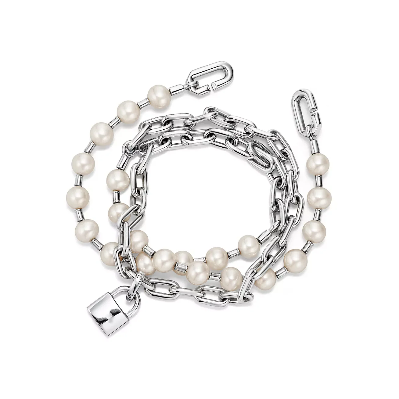 PEARL LOCK SILVER BRACELET