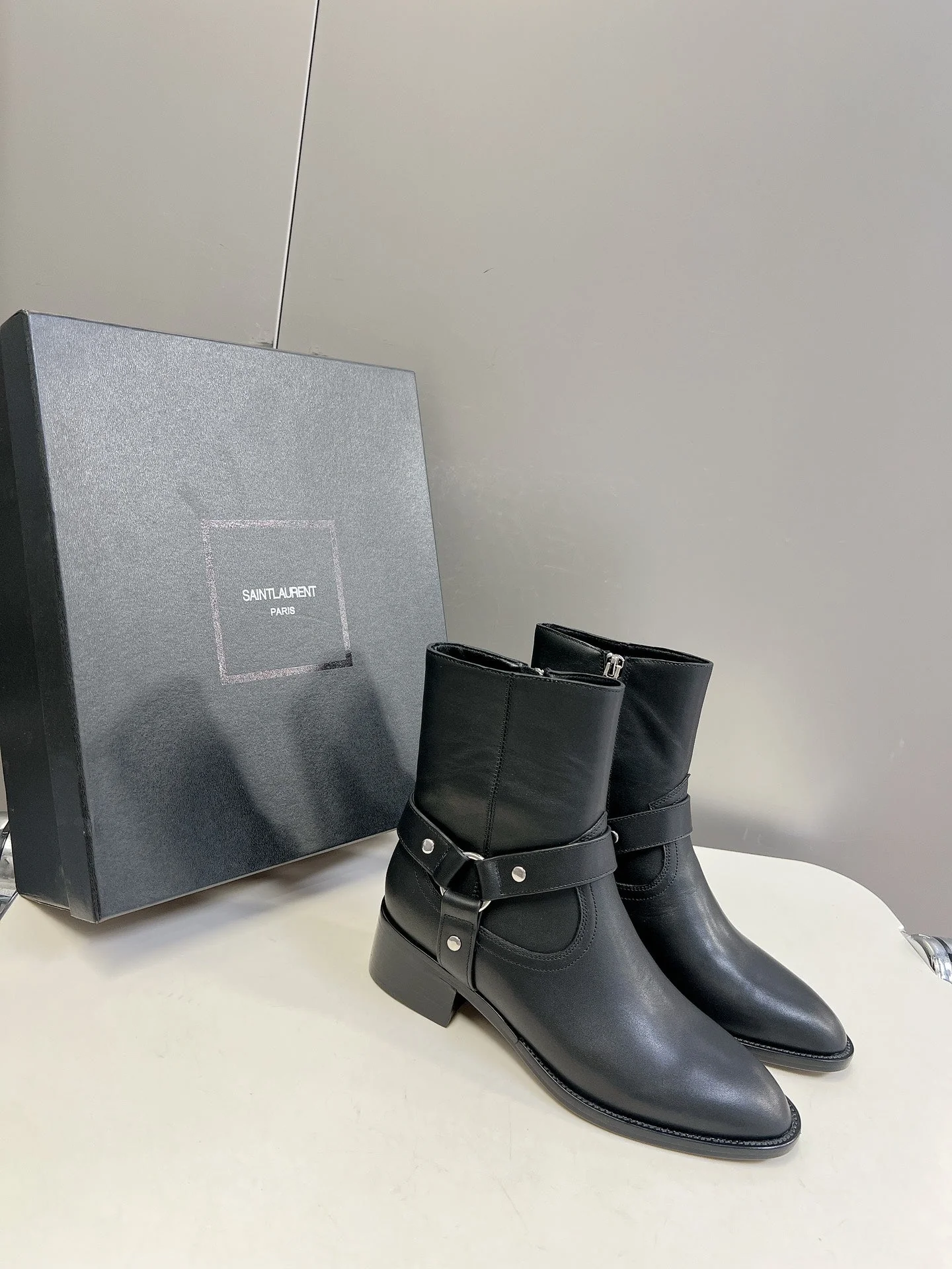 SL HARNESS BOOTS BLACK CALFSKIN