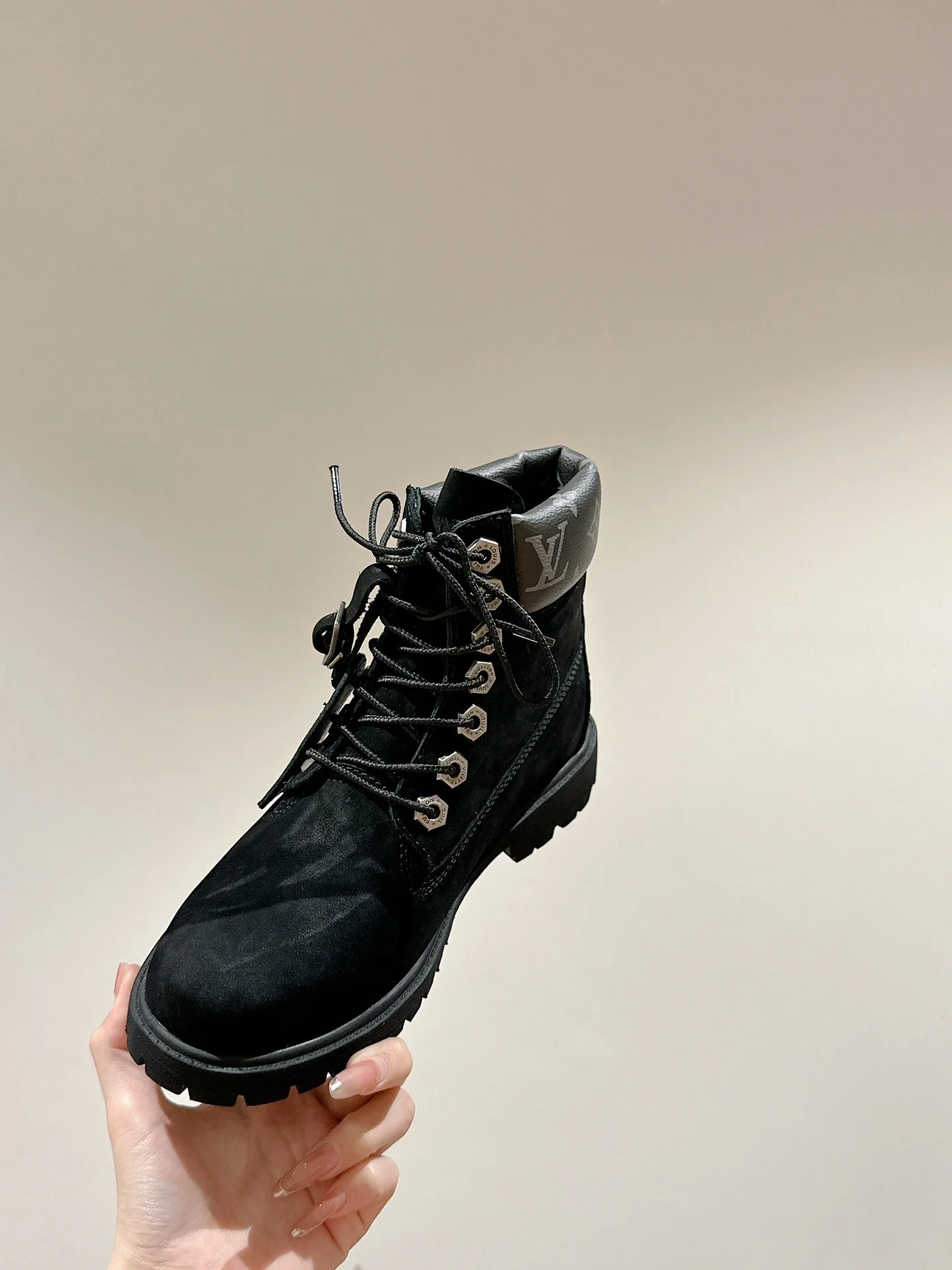 LV X TIMBERLAND ANKLE BOOT IN BLACK SUEDE