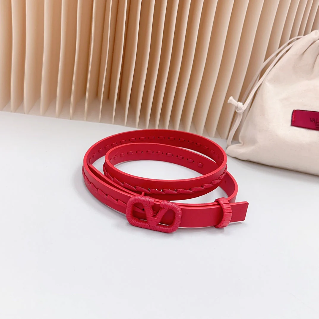 Vlogo Red Leather Buckle 20mm Red Belt