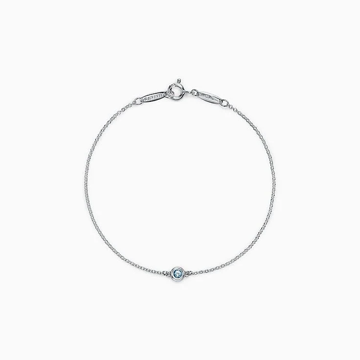 DIAMOND STERLING SILVER AQUAMARINE BUBBLE BRACELET