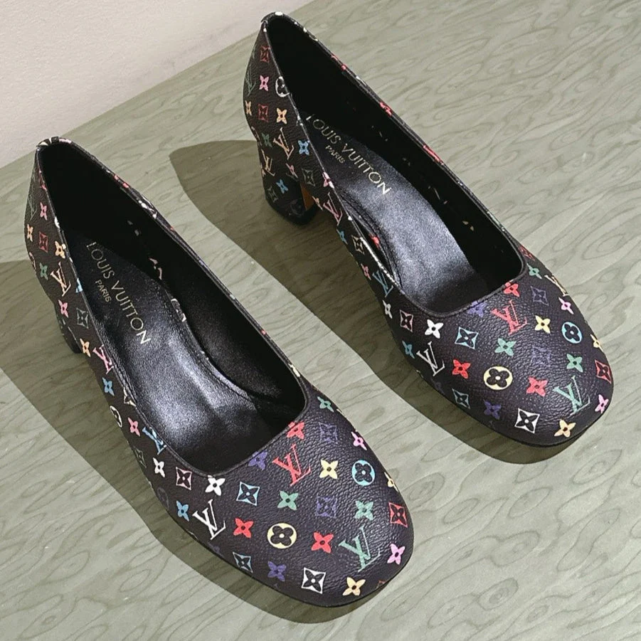 SWING HIGH PUMP 55 MM IN BLACK MONOGRAM CALFSKIN