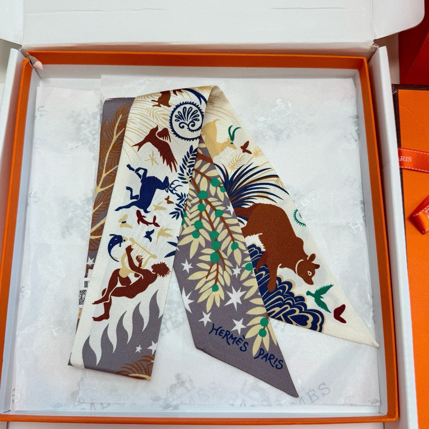 HERMES 25S SILK NECKERCHIEF 86 IN SILK 714356