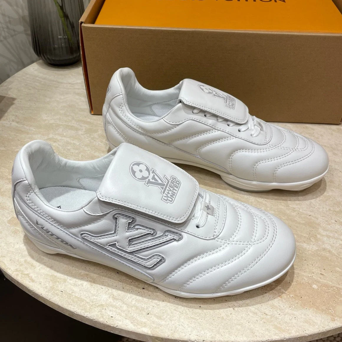 FOOTPRINT SOCCER SNEAKER IN WHITE CALFSKIN