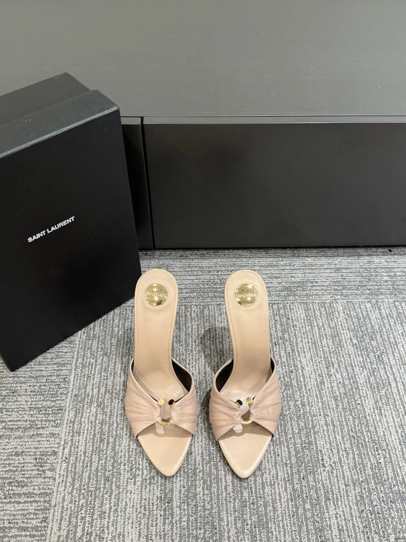 YSL HIGH HEEL 25S 100 MM IN BEIGE LAMBSKIN