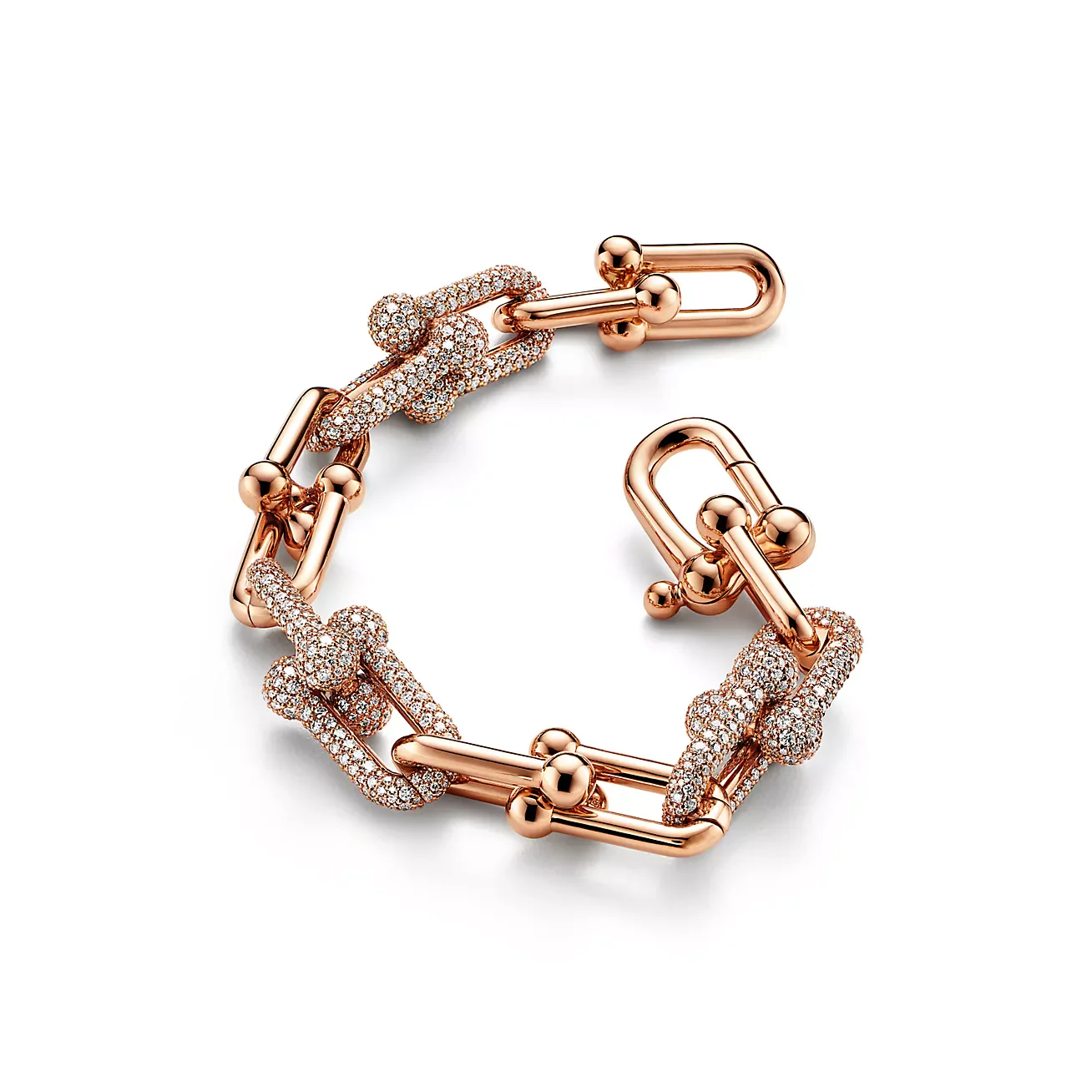 HARDWEAR LARGE LINK PINK GOLD PAVED DIAMOND BRACELET